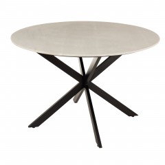 DINING TABLE WHITE MARBLE BLACK METAL LEG 120       - DINING TABLES
